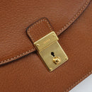GUCCI Clutch Bag Leather Brown Gold Auth ep13771-17