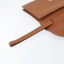 GUCCI Clutch Bag Leather Brown Gold Auth ep13771-14