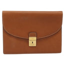 GUCCI Clutch Bag Leather Brown Gold Auth ep13771-13