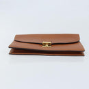 GUCCI Clutch Bag Leather Brown Gold Auth ep13771-7