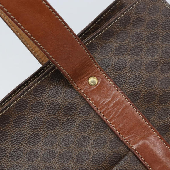 CELINE Macadam Canvas Tragetasche PVC Leder Braun Gold Auth ep13781