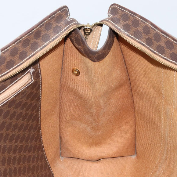 CELINE Macadam Canvas Tragetasche PVC Leder Braun Gold Auth ep13781