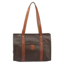 CELINE Macadam Canvas Tragetasche PVC Leder Braun Gold Auth ep13781-2