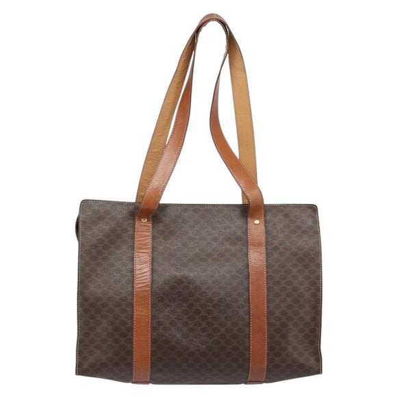 CELINE Macadam Canvas Tragetasche PVC Leder Braun Gold Auth ep13781