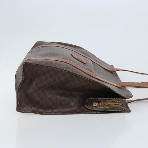 CELINE Macadam Canvas Tragetasche PVC Leder Braun Gold Auth ep13781