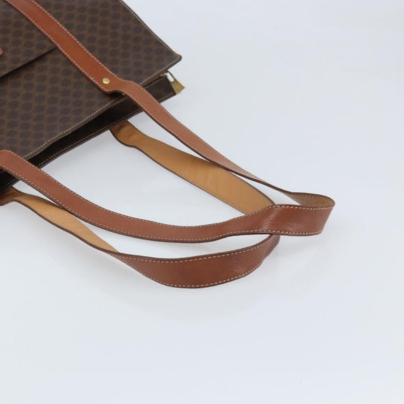 CELINE Macadam Canvas Tragetasche PVC Leder Braun Gold Auth ep13781