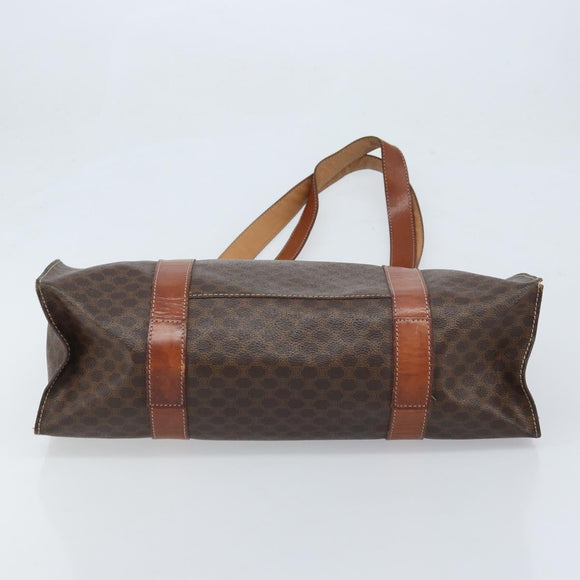 CELINE Macadam Canvas Tragetasche PVC Leder Braun Gold Auth ep13781