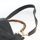 GUCCI Bamboo Shoulder Bag Leather 2way Black Gold 001 1577 Auth ep13782-14