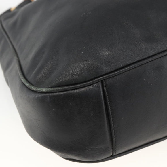 GUCCI Bamboo Shoulder Bag Leather 2way Black Gold 001 1577 Auth ep13782