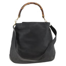 GUCCI Bamboo Shoulder Bag Leather 2way Black Gold 001 1577 Auth ep13782-1