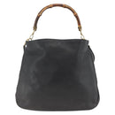 GUCCI Bamboo Shoulder Bag Leather 2way Black Gold 001 1577 Auth ep13782-13