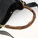 GUCCI Bamboo Shoulder Bag Leather 2way Black Gold 001 1577 Auth ep13782-7