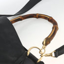 GUCCI Bamboo Shoulder Bag Leather 2way Black Gold 001 1577 Auth ep13782-8