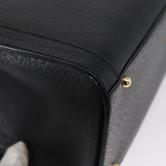 GUCCI Bamboo Hand Bag Leather Black Gold 002 1186 0260 Auth ep13783