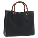 GUCCI Bamboo Hand Bag Leather Black Gold 002 1186 0260 Auth ep13783-1