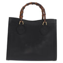 GUCCI Bamboo Hand Bag Leather Black Gold 002 1186 0260 Auth ep13783-13