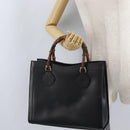 GUCCI Bamboo Hand Bag Leather Black Gold 002 1186 0260 Auth ep13783-24