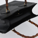 GUCCI Bamboo Hand Bag Leather Black Gold 002 1186 0260 Auth ep13783-6