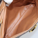 CELINE Macadam Canvas Hand Bag PVC Leather Brown Gold Auth ep13785-18