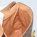 CELINE Macadam Canvas Hand Bag PVC Leather Brown Gold Auth ep13785-19