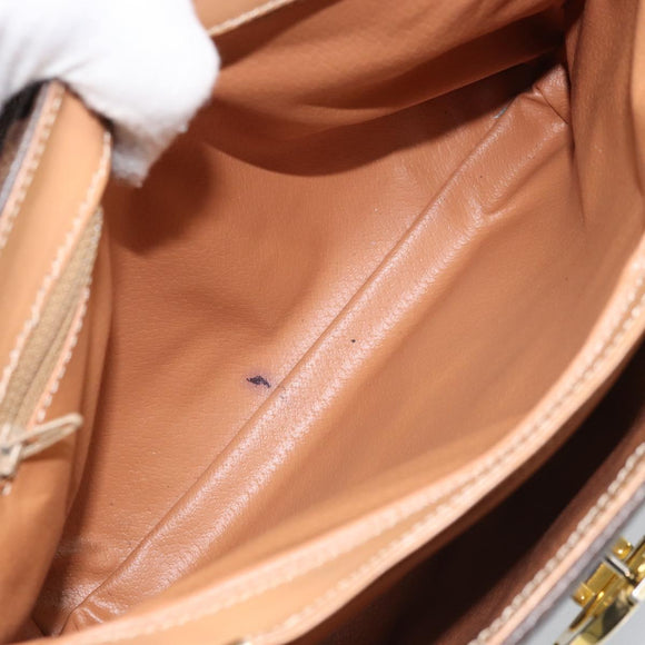 CELINE Macadam Canvas Hand Bag PVC Leather Brown Gold Auth ep13785