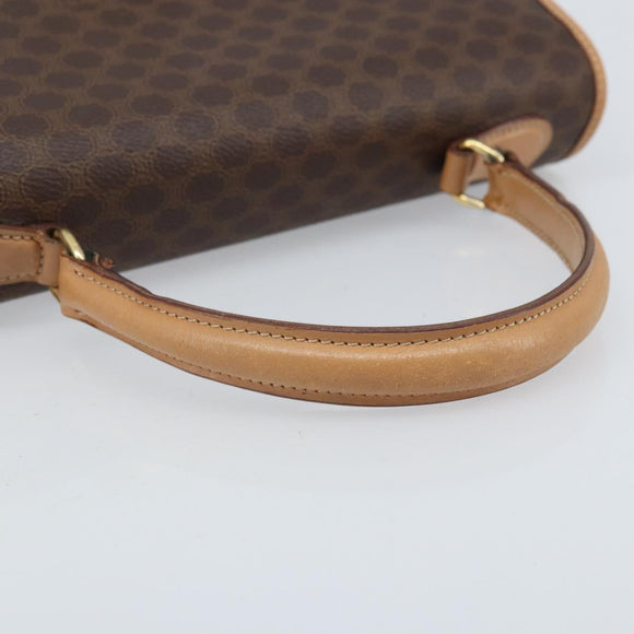 CELINE Macadam Canvas Hand Bag PVC Leather Brown Gold Auth ep13785