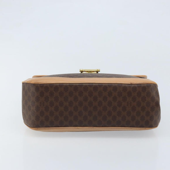 CELINE Macadam Canvas Hand Bag PVC Leather Brown Gold Auth ep13785