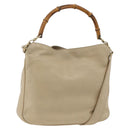 GUCCI Bamboo Hand Bag Leather 2way Beige Gold 001 1638 Auth ep13791-1