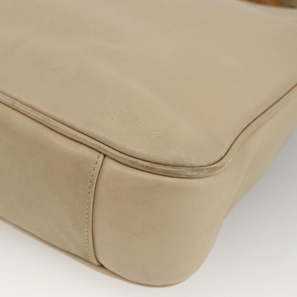 GUCCI Bamboo Hand Bag Leather 2way Beige Gold 001 1638 Auth ep13791