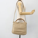 GUCCI Bamboo Hand Bag Leather 2way Beige Gold 001 1638 Auth ep13791-24