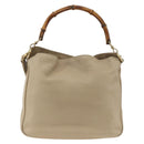 GUCCI Bamboo Hand Bag Leather 2way Beige Gold 001 1638 Auth ep13791-2