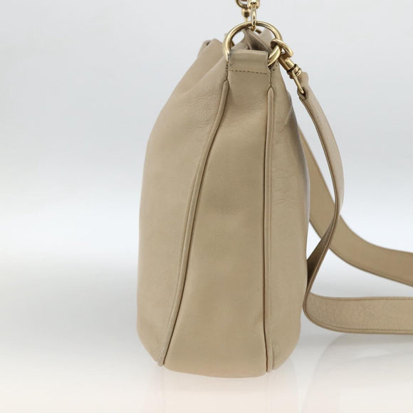 GUCCI Bamboo Hand Bag Leather 2way Beige Gold 001 1638 Auth ep13791
