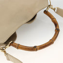 GUCCI Bamboo Hand Bag Leather 2way Beige Gold 001 1638 Auth ep13791-7