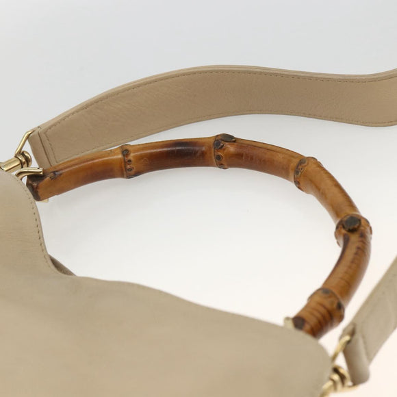 GUCCI Bamboo Hand Bag Leather 2way Beige Gold 001 1638 Auth ep13791