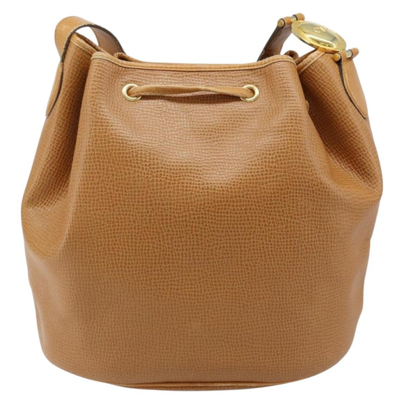 Christian Dior Shoulder Bag Leather Brown Gold Auth ep13792