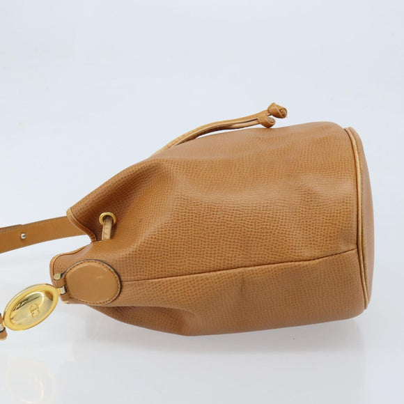Christian Dior Shoulder Bag Leather Brown Gold Auth ep13792