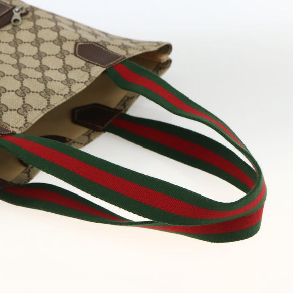 GUCCI GG Supreme Web Sherry Line Tote Bag PVC Beige Gold 010 378 Auth ep13796