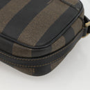 FENDI Pecan Canvas Shoulder Bag PVC Brown Black Auth ep13800-10