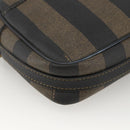 FENDI Pecan Canvas Shoulder Bag PVC Brown Black Auth ep13800-11