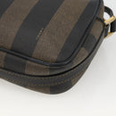 FENDI Pecan Canvas Shoulder Bag PVC Brown Black Auth ep13800-12