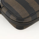 FENDI Pecan Canvas Shoulder Bag PVC Brown Black Auth ep13800-13