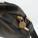 FENDI Pecan Canvas Shoulder Bag PVC Brown Black Auth ep13800-14
