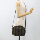 FENDI Pecan Canvas Shoulder Bag PVC Brown Black Auth ep13800-21