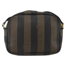 FENDI Pecan Canvas Shoulder Bag PVC Brown Black Auth ep13800-3