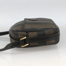 FENDI Pecan Canvas Shoulder Bag PVC Brown Black Auth ep13800-4
