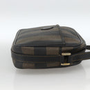 FENDI Pecan Canvas Shoulder Bag PVC Brown Black Auth ep13800-5