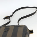 FENDI Pecan Canvas Shoulder Bag PVC Brown Black Auth ep13800-8