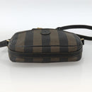 FENDI Pecan Canvas Shoulder Bag PVC Brown Black Auth ep13800-9