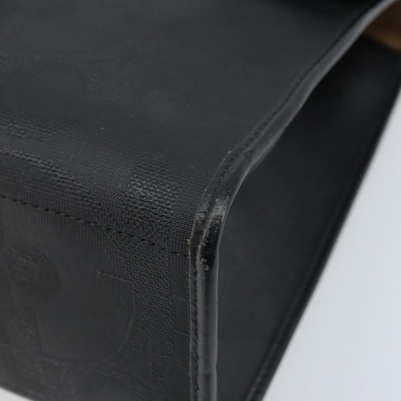 Christian Dior Trotter Canvas Hand Bag PVC Black Gold Auth ep13801