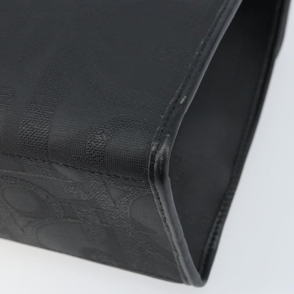 Christian Dior Trotter Canvas Hand Bag PVC Black Gold Auth ep13801